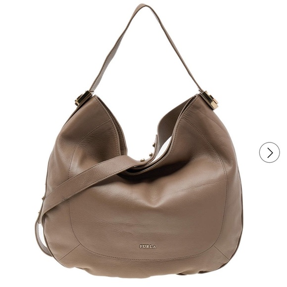 Furla Handbags - Furla Dark Taupe Leather Italian Hobo Bag - LIKE NEW
